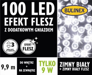 Lampki 100 LED FLESZ z dod. gniazdem 9,9m zimny biały/zimny biały FLESZ