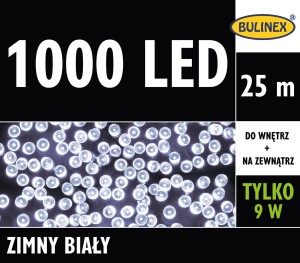 Lampki 1000 LED 25m zimny biały