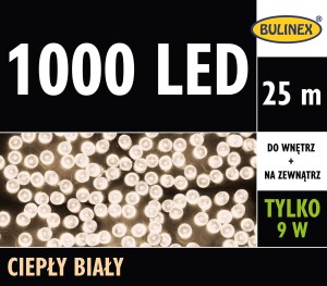 Lampki 1000 LED 25m ciepły biały 