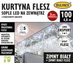 Kurtyna sople FLESZ 100 LED zewnętrzna z dod. gniazdem 4,8m zimny biały/zimny biały FLESZ 
