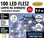 Lampki 100 LED FLESZ zewnętrzne z dod. gniazdem 9,9m niebieski /zimny biały FLESZ  