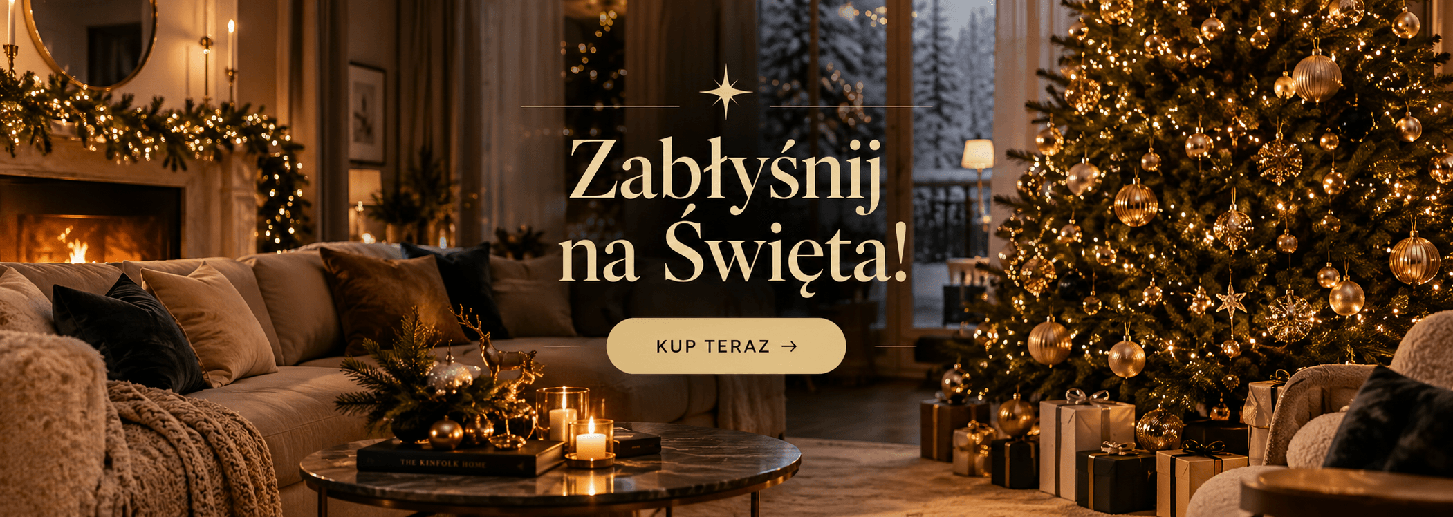 Baner graficzny, świąteczna grafika. Link do promocji.
